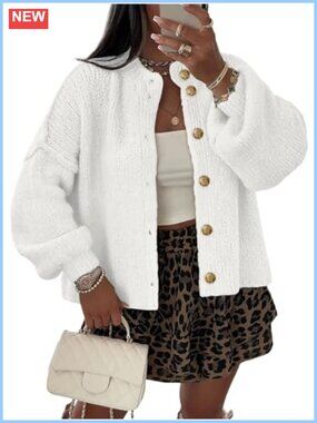 Chunky Knit Cropped Oversized Cardigan Sweater